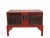 This charming antique Chinese trunk is adorned by hand-painted people in the court yard and nicely aged patina and...