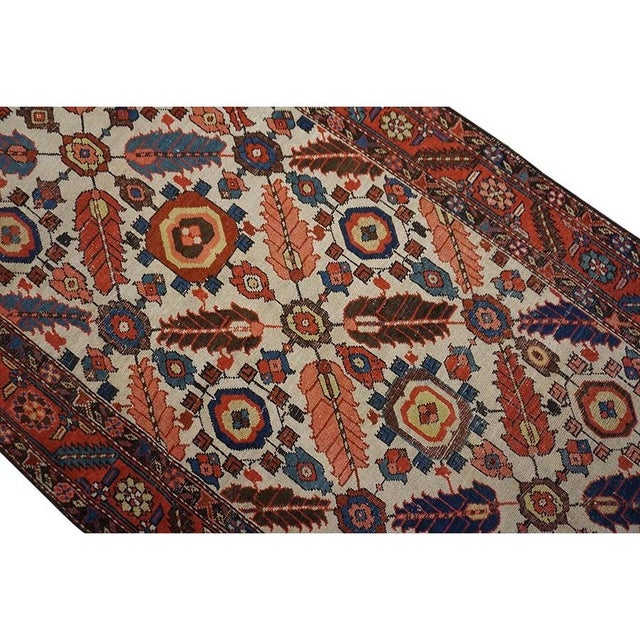 Tribal 1880s Ivory Field Geometric Tribal Pair of n.w. Persian Bakshaiesh Runner Carpets Rug For Sale - Image 3 of 10