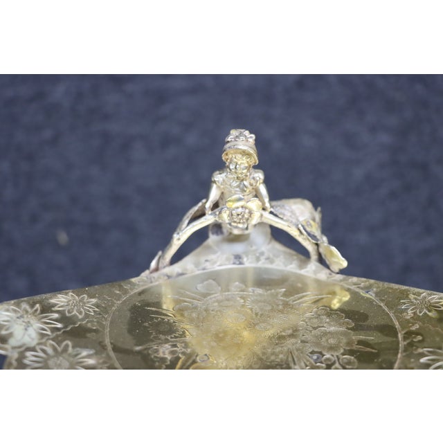Late 19th Century Victorian Figural Silver-Plate Tazza With Engraved Floral Tray For Sale - Image 5 of 18
