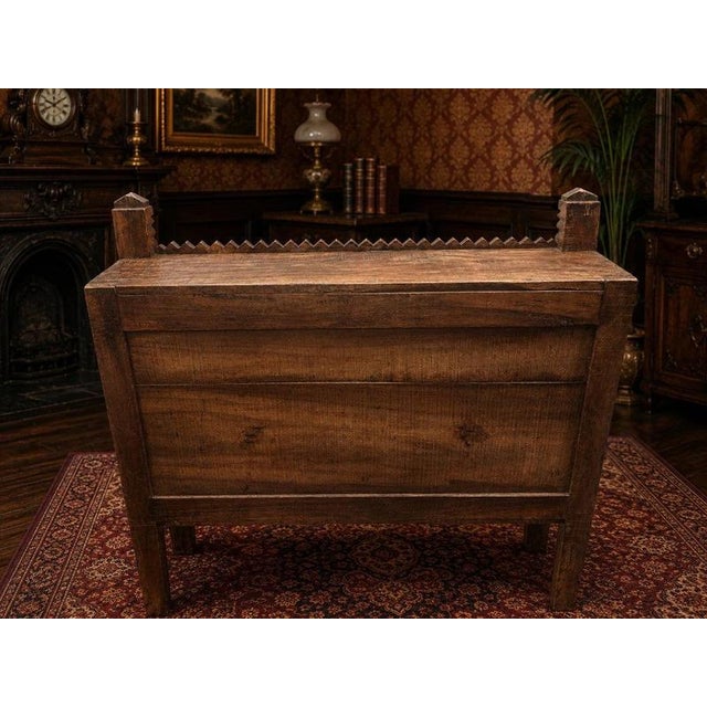 Wood Antique Indian Hand-Carved Wooden Cabinet with Mirror Inlay and Hidden Compartment For Sale - Image 7 of 9
