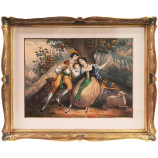 'Autumn' by Ferdinand Dubreuil, Framed Hand-Colored Lithograph For Sale