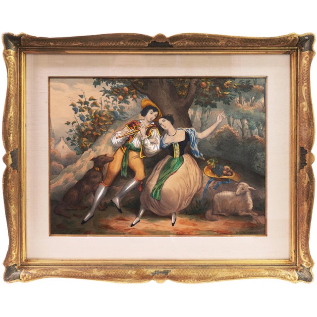 'Autumn' by Ferdinand Dubreuil, Framed Hand-Colored Lithograph For Sale