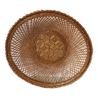 Vintage Patterned Bottom Basket For Sale