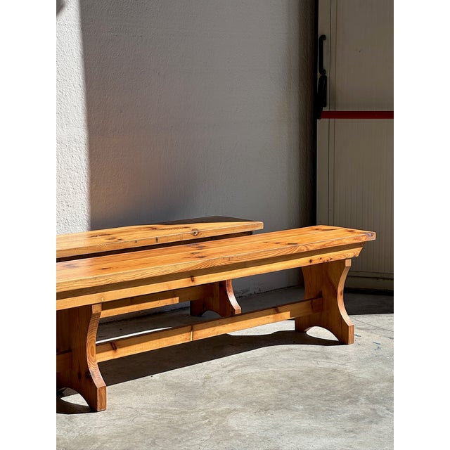 Vintage Wooden Benches, 1970s, Set of 2 For Sale - Image 10 of 15