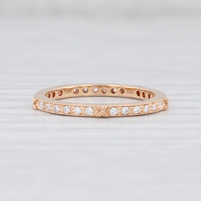 New Beverley K 0.22ctw Diamond Eternity Ring 18k Rose Gold Stackable Band Sz 6.5 For Sale - Image 4 of 6