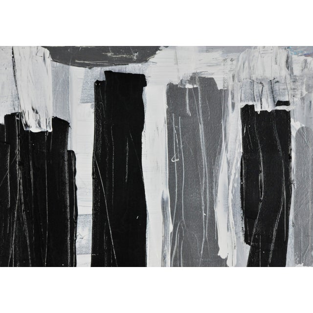 Contemporary "Red Under Silver, Black & White" Contemporary Abstract Expressionist Acrylic Painting by Robbie Kemper For Sale - Image 3 of 5