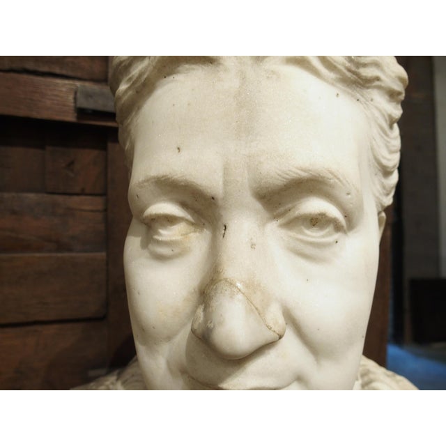 Italian Important Antique Italian Carved Marble Bust of a Woman, by Giovanni Dupré, 1877 For Sale - Image 3 of 12