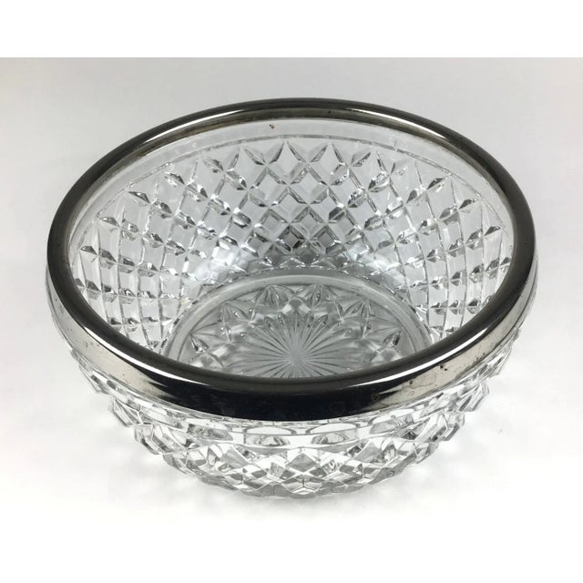 Vintage 1960s Cut Crystal Silver Plate Rim Bowl, Made in England Chairish