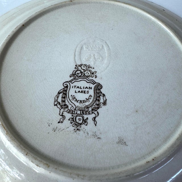 Traditional J & Mpb & Co Glasgow Scotland Italian Lakes Brown Transferware Plate For Sale - Image 3 of 5