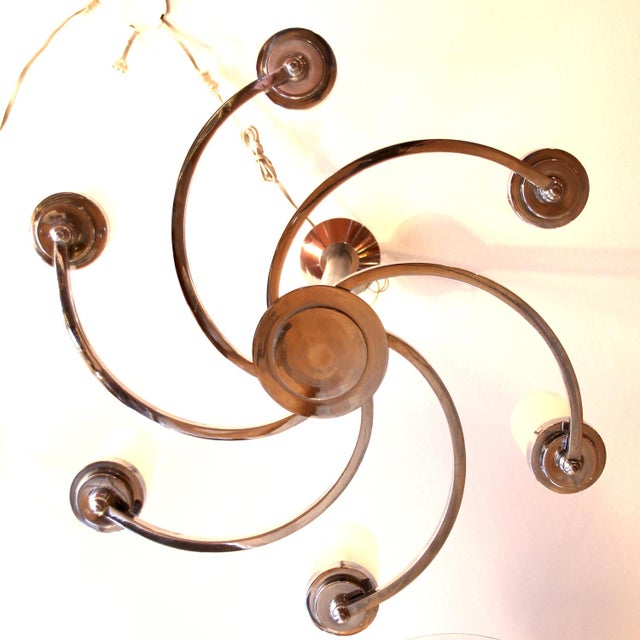 Art Deco Glass Six-Arm Ceiling Lamp, 1930s For Sale - Image 13 of 18