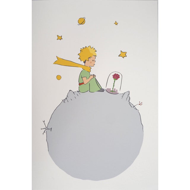 Antoine De Saint-Exupery, Le Petit Prince observe sa rose, Lithograph For Sale