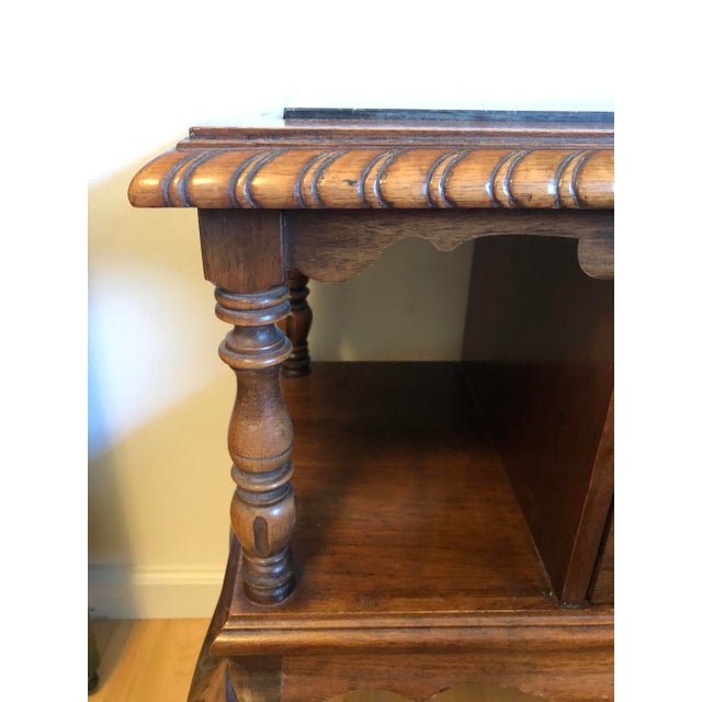 Early 20th C. English Stone Marble Table Carved Tiger Oak For Sale In San Francisco - Image 6 of 9