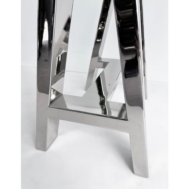 Williams Sonoma Home "Mason" Sawhorse Glass Top Table/Writing Desk For Sale - Image 15 of 15