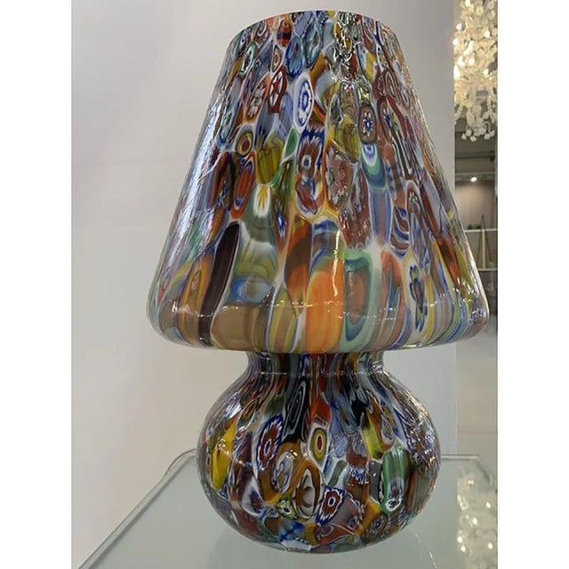 Floreal multicolored murrine murano glass "fungo" table lamp murano multicolored millefiori murrine make up this...