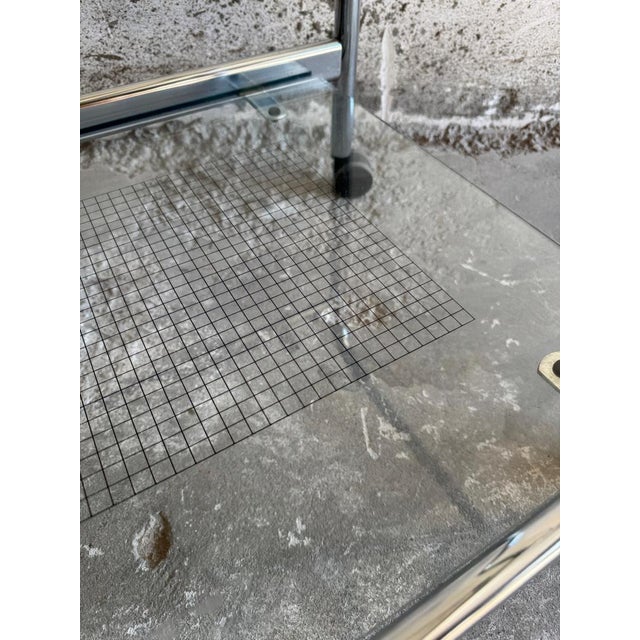 Metal Vintage Serving Trolley in Chrome and Glass For Sale - Image 7 of 11