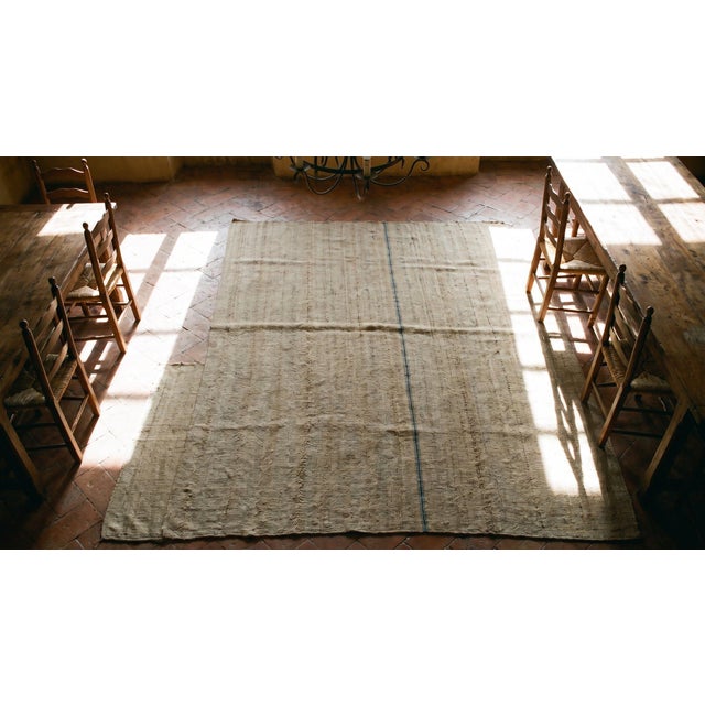 Textile 1940s White Cream Minimalist Antique Kilim n.w. Persian Rug 7'7" X 9'9" Flatweave Wool Carpet For Sale - Image 7 of 8