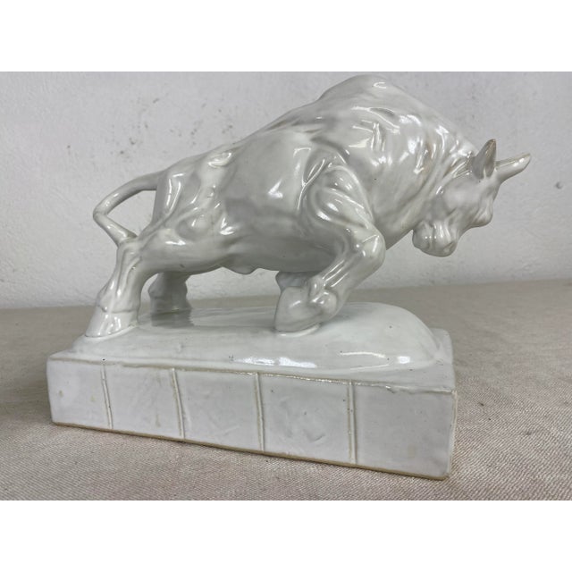 Mid Century Vintage Porcelain Blanc De Chin Sculpture of a Bull For Sale - Image 10 of 11