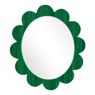 Fleur Home x Chairish Iris Oval Mirror in Malachite, 48x42 For Sale