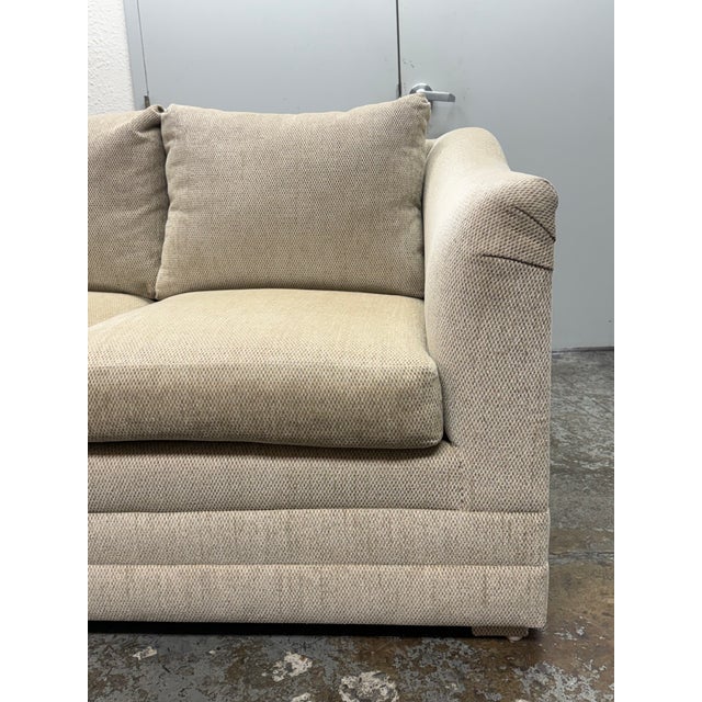 Cream Kravet Custom Chenille Two Piece Sectional For Sale - Image 8 of 12