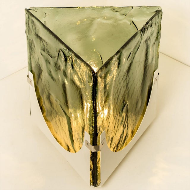 Large Cube Shaped Green Glass Table Light from Leucos, 1970 For Sale - Image 12 of 15