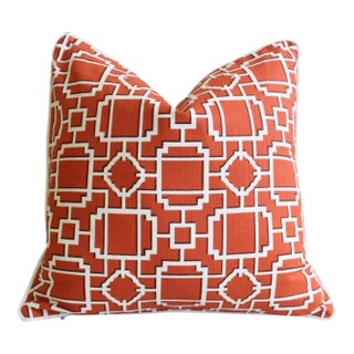 Modern Contemporary Geometric Lattice Pane Feather/Down Pillow 20" Square For Sale