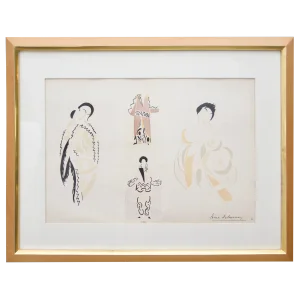 French Fashion Plate With Gouache by Sonia Delaunay
