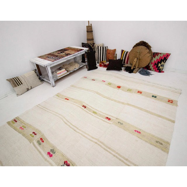 Mid 20th Century Vintage Striped Hemp Kilim Rug-6′3″ × 13′7″ For Sale In Los Angeles - Image 6 of 7