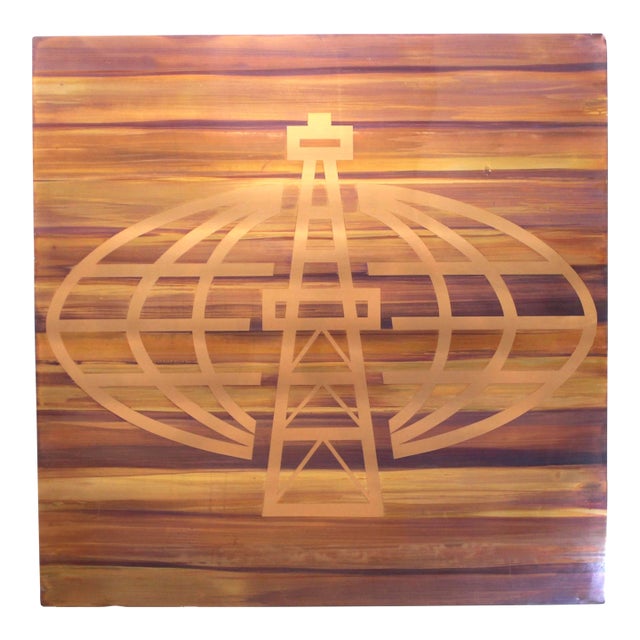 Vintage Square Copper Wall Art of Oil Field Rig | Modern Americana For Sale