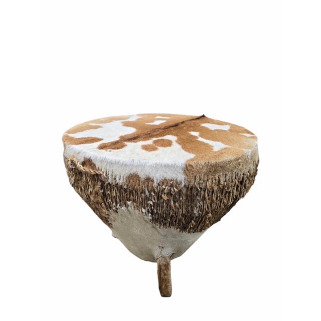 Vintage African Tribal Cowhide Drum Side Tables - Set of 2 For Sale In Chicago - Image 6 of 12