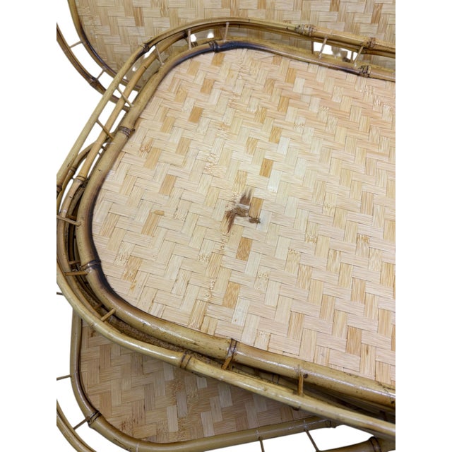 Vintage 1970s Bamboo Serving Trays -a Set of 6 For Sale In New York - Image 6 of 9