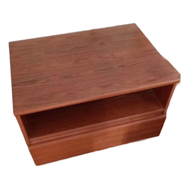 Late 20th Century Danish Modern Style Teak Nightstand With Open Shelf and Drawer on Casters For Sale