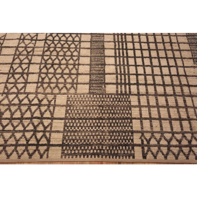 Tribal Nazmiyal Collection Geometric Modern Brown and Cream Rug For Sale - Image 3 of 6