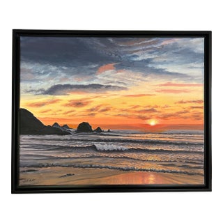 Golden Pacific Sunset Original Painting by Steve Schaaf For Sale