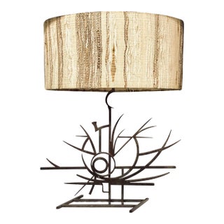 French 1960’s/70’s Signed Iron Art Lamp For Sale