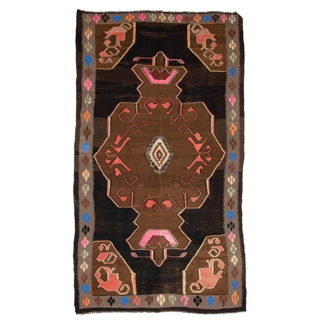 Textile Vintage Turkish Kars Kilim Rug For Sale - Image 7 of 7
