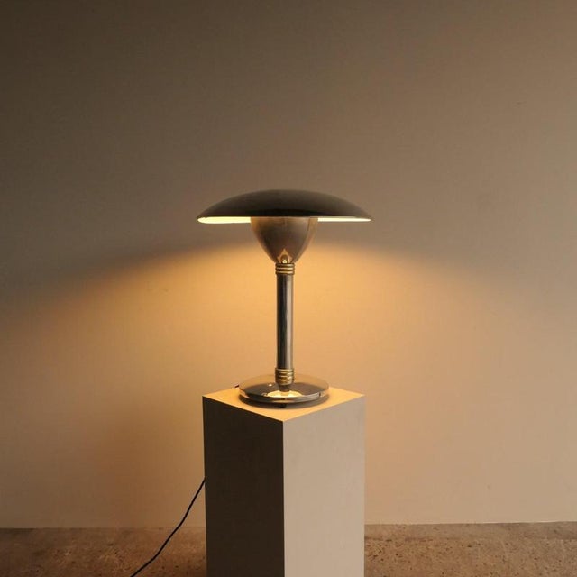 Art Deco Steel Lamp, in Good conditions. Up to 250V (Europe/UK Standard).The wiring of this item may be original and might...