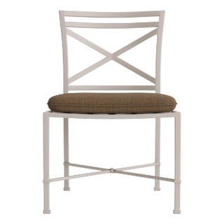 Brown Jordan Venetian Side Chair, Dove frame with Fusion Moccasian fabric For Sale