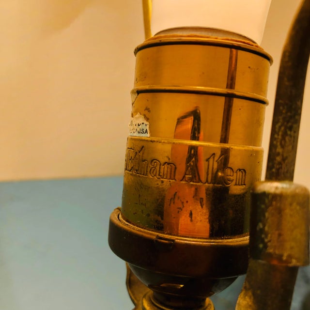 Mid 20th Century Ethan Allen Brass Table Lamp With Fluted Body For Sale - Image 5 of 10