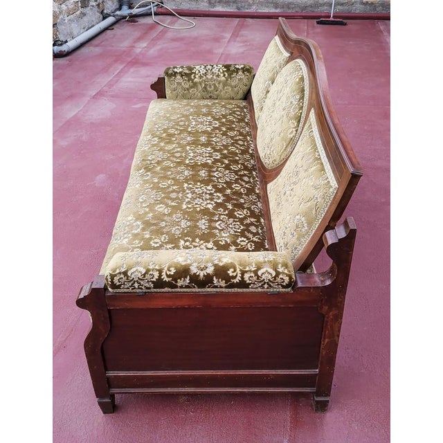 Italian Art Nouveau Sofa Bed in Damask Fabric For Sale - Image 3 of 18