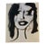 Vintage Abstract Female Face Painting in Black & White on Paper, Unframed For Sale