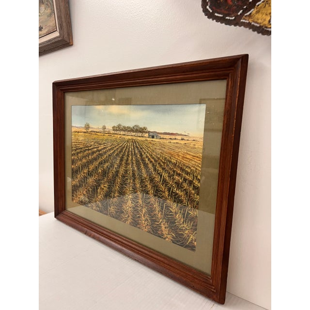 1970s Vintage Mid CenturyTraditional Watercolor Painting of Scenic Landscape Signed by Mike Danetz For Sale - Image 5 of 9