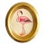 Original Hand-Painted Flamingo in a Vintage Italian Frame For Sale
