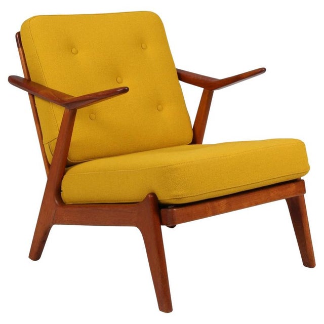 Yellow Vintage Lounge Chair in Teak and Oak by H. Brockman Petersen for Komfort, 1960s For Sale - Image 8 of 8