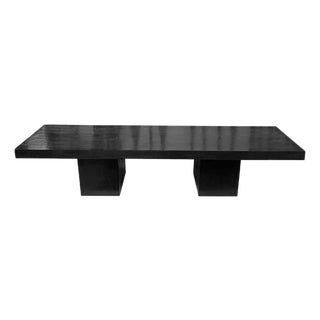 Solid Mango Wood Bench Burnt Finish Modern Organic For Sale