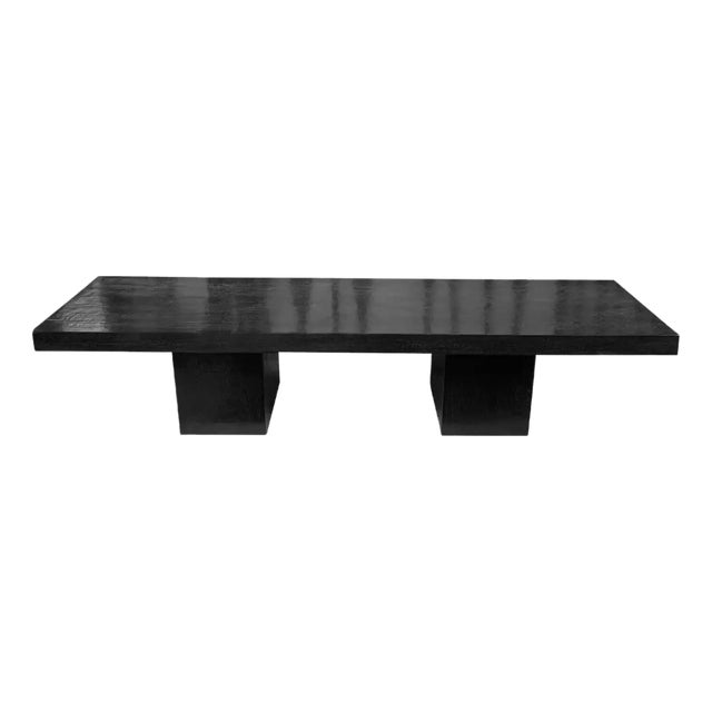 Solid Mango Wood Bench Burnt Finish Modern Organic For Sale