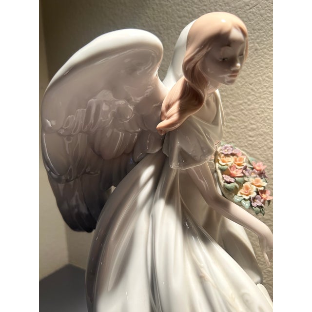 2000 - 2009 Lladro' Flowers of Peace Limited Edition Angel With Dove & Floral Bouquet For Sale - Image 5 of 12