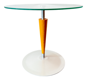 Vintage Postmodern Glass, Wood and Metal Side Table, 1990s