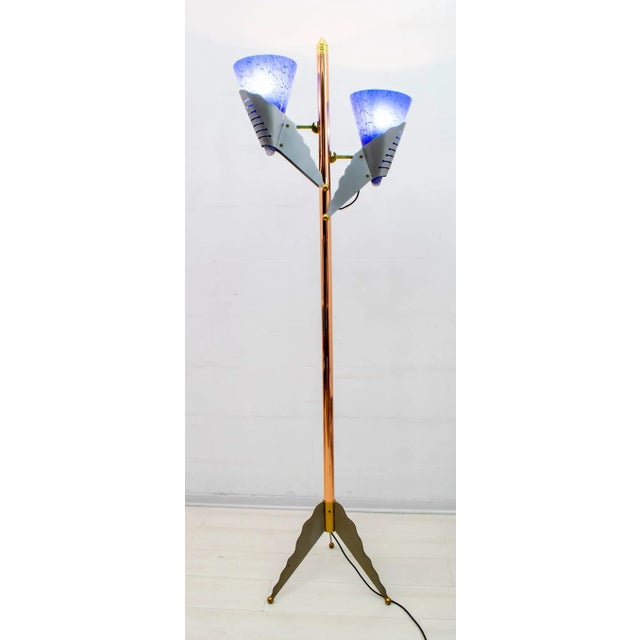 Modern Italian Murano Glass and Brass Floor Lamp from Relco Milano, 1980s For Sale - Image 3 of 17