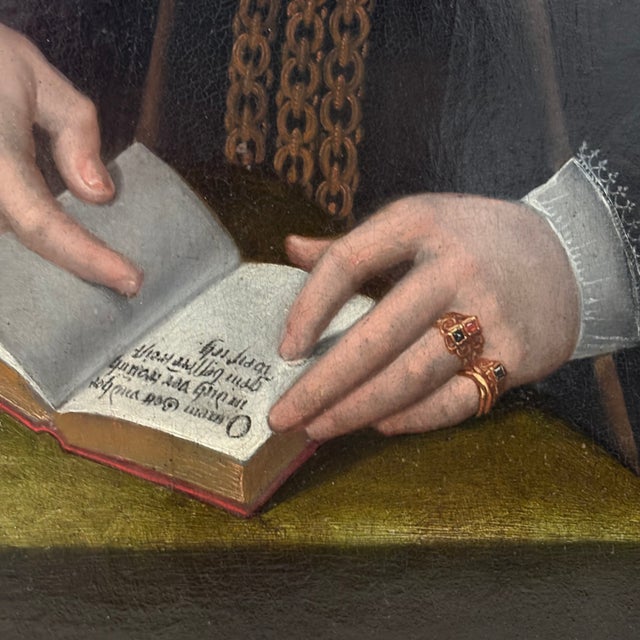 Wood Pair of Dutch Elizabethan Portraits on Panel Circa 1580 For Sale - Image 7 of 9