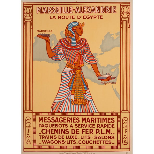 Marseille–Alexandrie – La Route d’Égypte – J. Daviel – 1924 Rare original French travel poster designed by J. Daviel for...